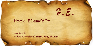 Hock Elemér névjegykártya